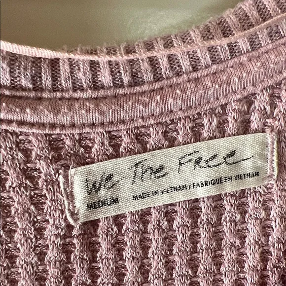 We The Free Dusty Pink Waffle Knit Top - Picture 2 of 7